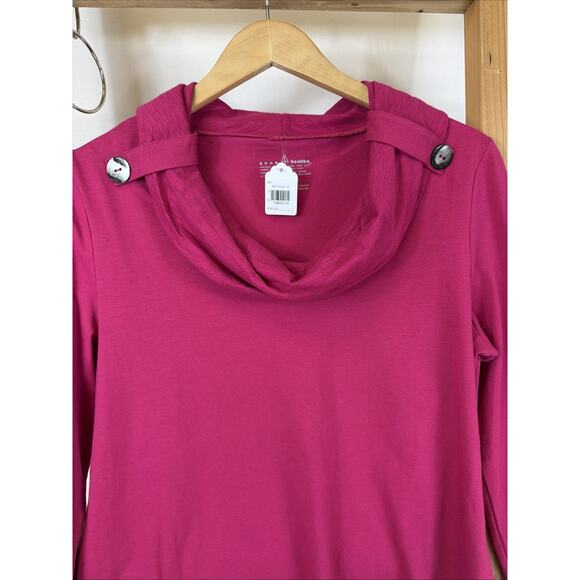 Neon Buddha Hot Pink Long Sleeve Cowl Neck Tunic #1218 Size LARGE - Picture 2 of 4